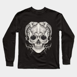 Skull head surrealist art and skull animal. Long Sleeve T-Shirt